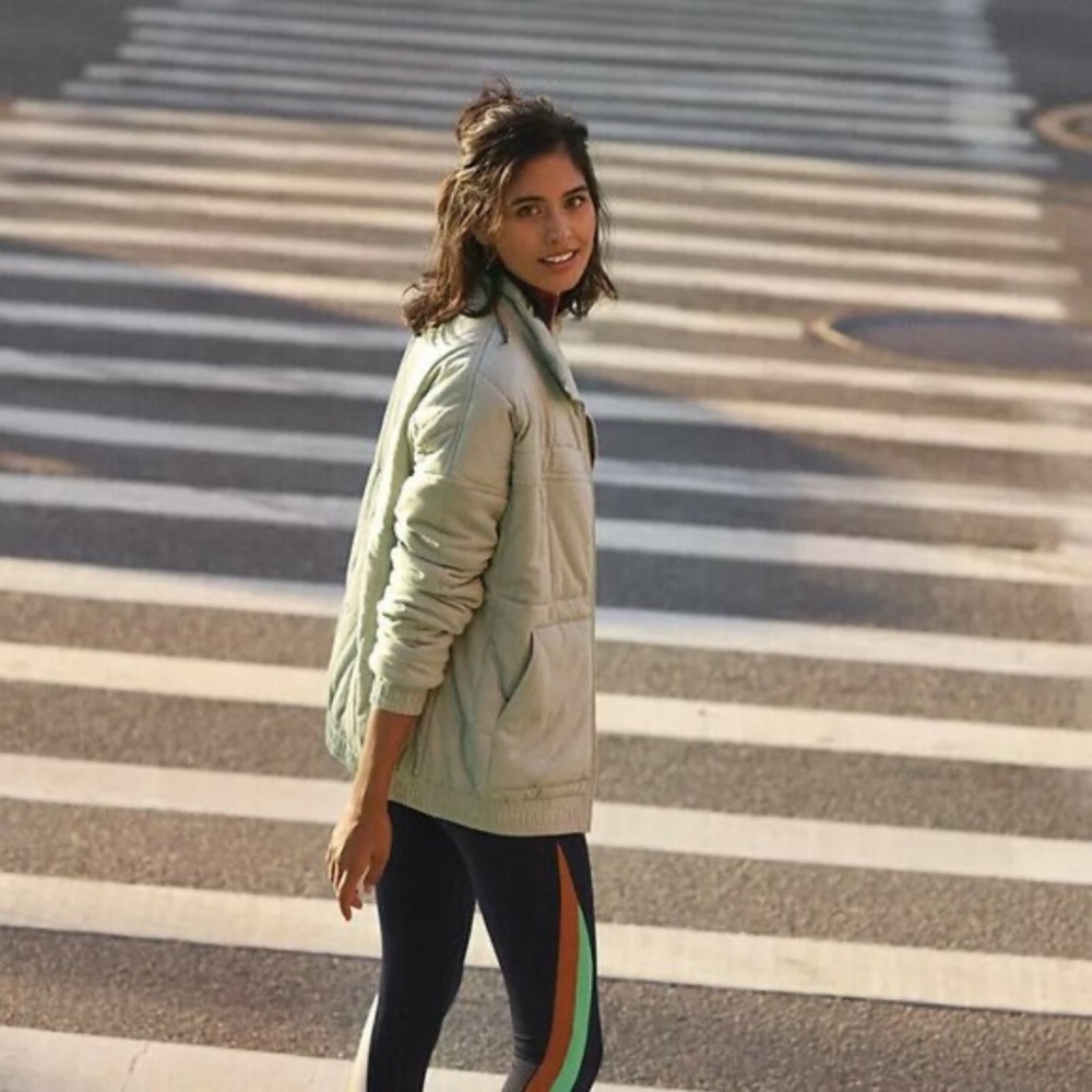 All Fenix Benita Anthropologie Puffer Jacket Small Sage Cotton Full Zip NWT!!